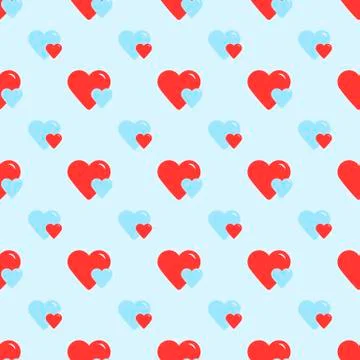Seamless retro pattern two hearts. 库存插图