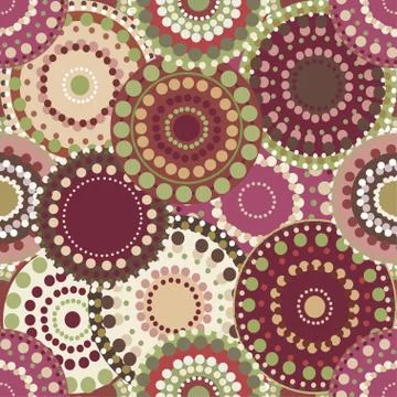 Seamless retro pattern with vintage bright colorful painted circ Stock Illustration