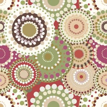 Seamless retro pattern with vintage bright colorful painted circ Illustrazione stock