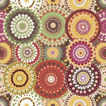 Seamless retro pattern with vintage bright colorful painted circ Illustrazione stock
