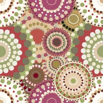 Seamless retro pattern with vintage bright colorful painted circ Stock Illustration