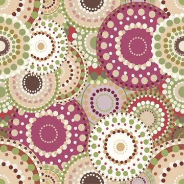Seamless retro pattern with vintage bright colorful painted circ Stock Illustration