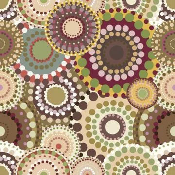 Seamless retro pattern with vintage bright colorful painted circ Stock Illustration