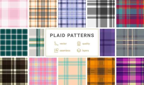Seamless retro plaid vector patterns inspired by heritage textiles. Suitabl.. Stock Illustration