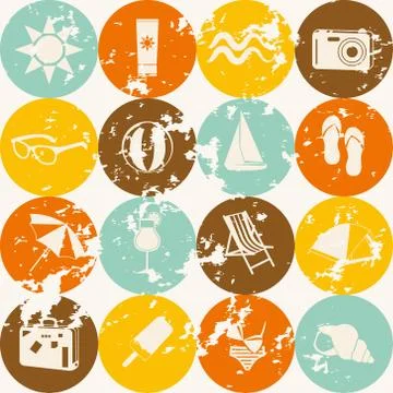 Seamless retro summer pattern Stock Illustration