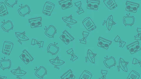 Seamless Retro Technology Doodle Pattern Animation Stock Footage 335738970