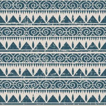 Seamless retro worn out background triangle sawtooth spiral round line Stock Illustration