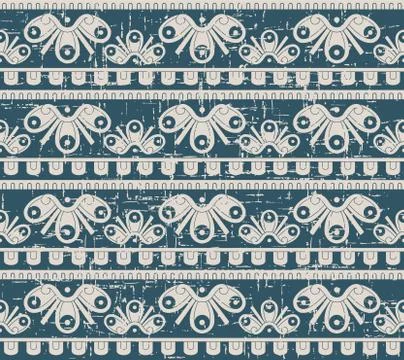 Seamless retro worn out background primitive aboriginal curve spiral Illustrazione stock