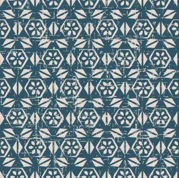 Seamless retro worn out background polygon cross triangle flower イラスト素材