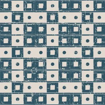 Seamless retro worn out background square round geometry Stock Illustration