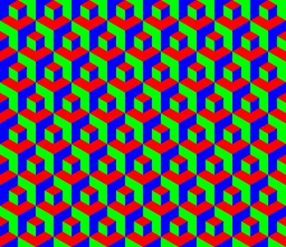 Seamless rgb cubes pattern - illustration Stock Illustration