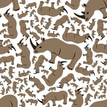 Seamless rhino pattern Stock Illustration