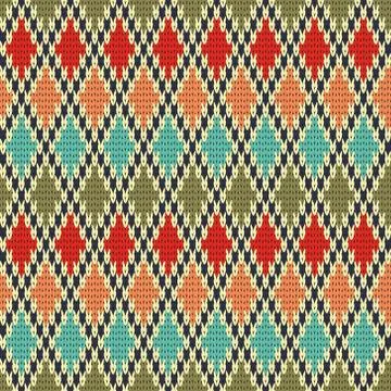 Seamless Rhombus knitting pattern Stock Illustration