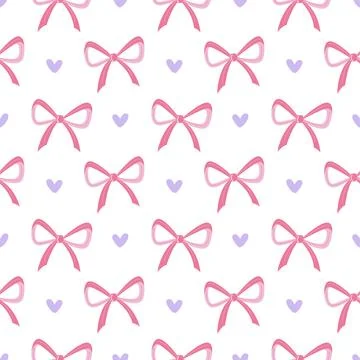 Seamless Ribbon and Heart Pattern Elegant Romantic Background for Valentine and Stockillustratie