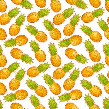 Seamless ripe pineapple Stock Illustration