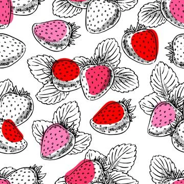 Seamless ripe strawberries Ilustración de archivo
