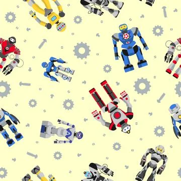 Seamless robots pattern Illustrazione stock
