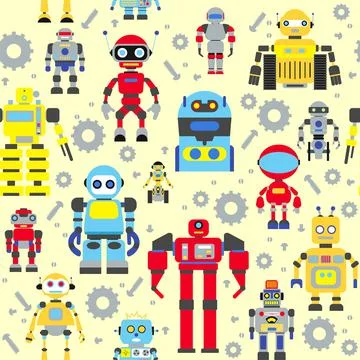 Seamless robots pattern Illustrazione stock
