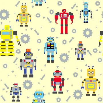 Seamless robots pattern Stock Illustration