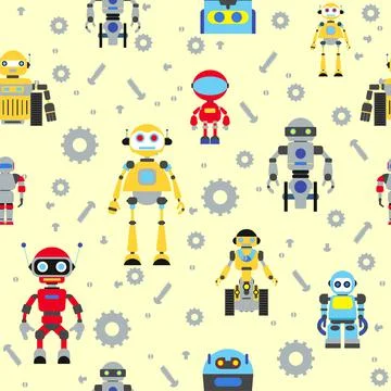 Seamless robots pattern Illustrazione stock