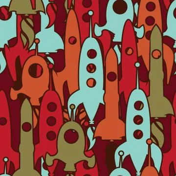 Seamless rocket pattern Stock Illustration