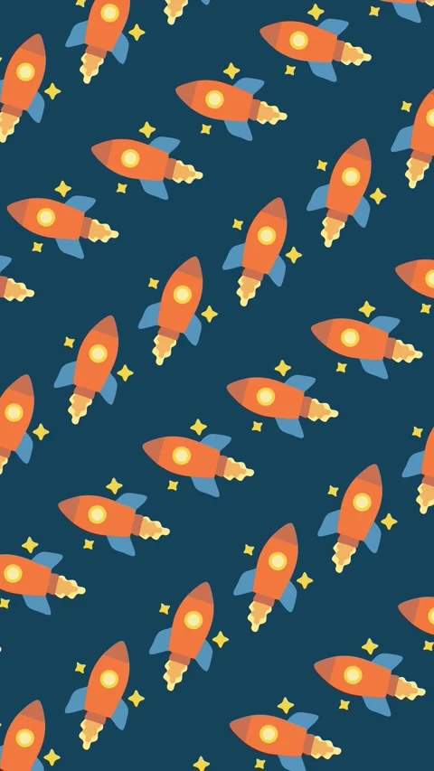 Seamless rocket ship pattern on a tile background animation for a startup launch Stock Footage 326660211
