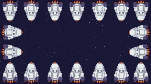 Seamless rockets frame on starry blue background in 4k video. Stock-Footage 147853380