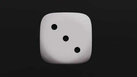 Seamless rolling rotation white dice, dark black isolated background Stock Footage 314291056