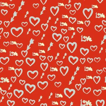 Seamless Romance pattern. Abstract background with hand drawn cupid arrows Stock Illustration
