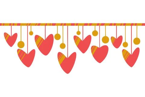 Seamless romantic heart border. Abstract Love decor. Rose and gold. Stock Illustration