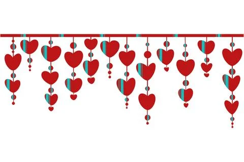 Seamless romantic heart border. Abstract Love decor. Rose and gold. Stock Illustration