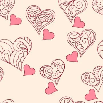 Seamless romantic pattern with hearts Stock Illustration