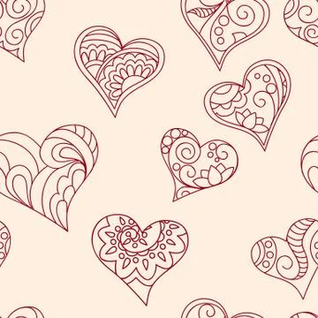 Seamless romantic pattern with hearts Stock Illustration