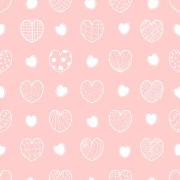 Seamless romantic pattern. Hearts on soft pink background. Vector illustrat.. 스톡 일러스트