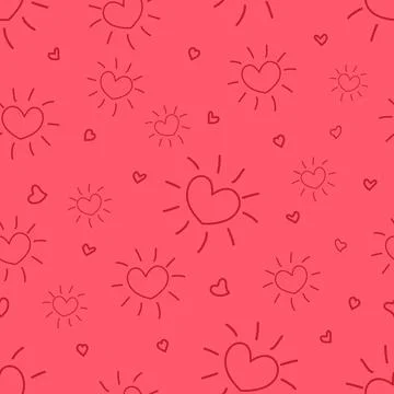 Seamless romantic pattern red hearts. Stock Illustration