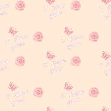 Seamless romantic pattern with roses Stock Illustration