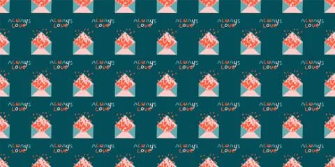 Seamless romantic pattern. Valentine's day background Stock Illustration