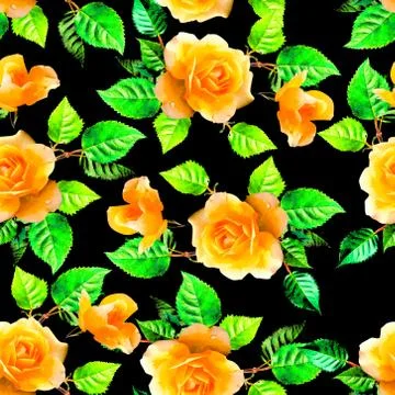 Seamless rose  flower  pattern with green leaf design Stock Illustration
