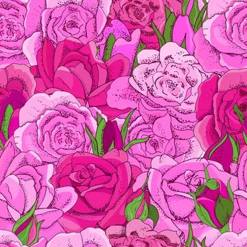 Seamless Rose Pattern. Excellent for fabric, wallpaper, gift boxes, backgroun Stock Illustration