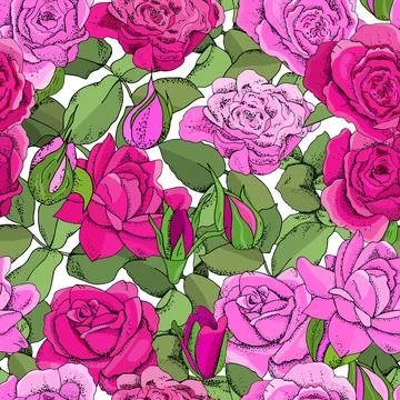 Seamless Rose Pattern. Excellent for fabric, wallpaper, gift boxes, backgroun Stock Illustration