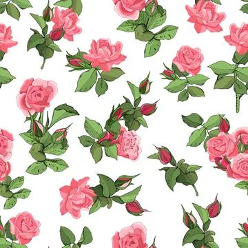Seamless Rose Pattern. Excellent for fabric, wallpaper, gift boxes, backgroun Stock Illustration