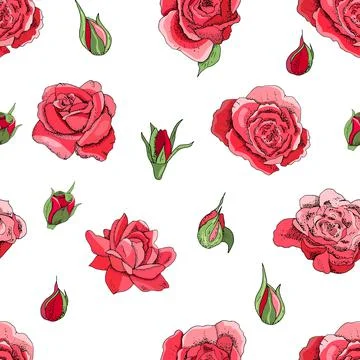 Seamless Rose Pattern. Excellent for fabric, wallpaper, gift boxes, backgroun Stock Illustration
