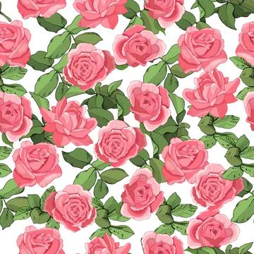 Seamless Rose Pattern. Excellent for fabric, wallpaper, gift boxes, backgroun Stock Illustration