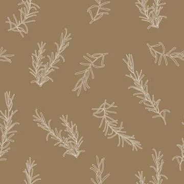 Seamless rosemary hand drawn pattern Stock Illustration