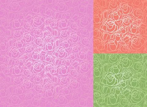 Seamless roses pattern. Set-wallpaper, vector Stock Illustration