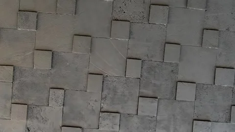 Seamless rotating loop of modern dark grey square wooden block wall texture.. Stock Footage 343515996