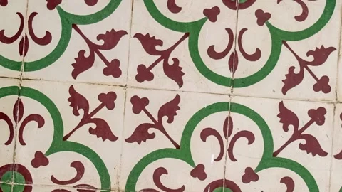 Seamless rotating loop of vintage ceramic floor tiles featuring traditional.. Stock Footage 343514487
