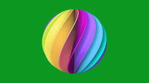 Seamless Rotating Rainbow Petal Sphere on Green Screen Loop Stock Footage 333815772