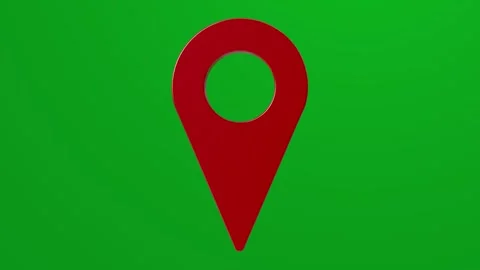 Seamless rotating red location icon on the green screen background Stock Footage 320619383