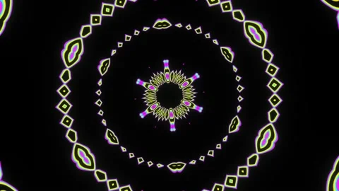 Seamless rotation of a bright multi-colored flashing kaleidoscope Stock Footage 194025023